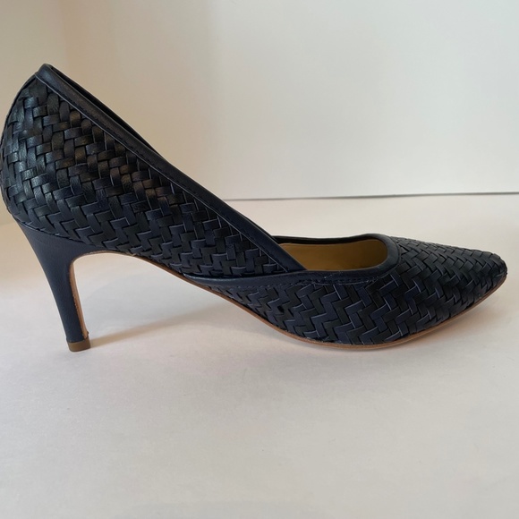 Boden Woven Leather Milan Court Shoe 9.5/41 Black/Navy - Picture 4 of 14